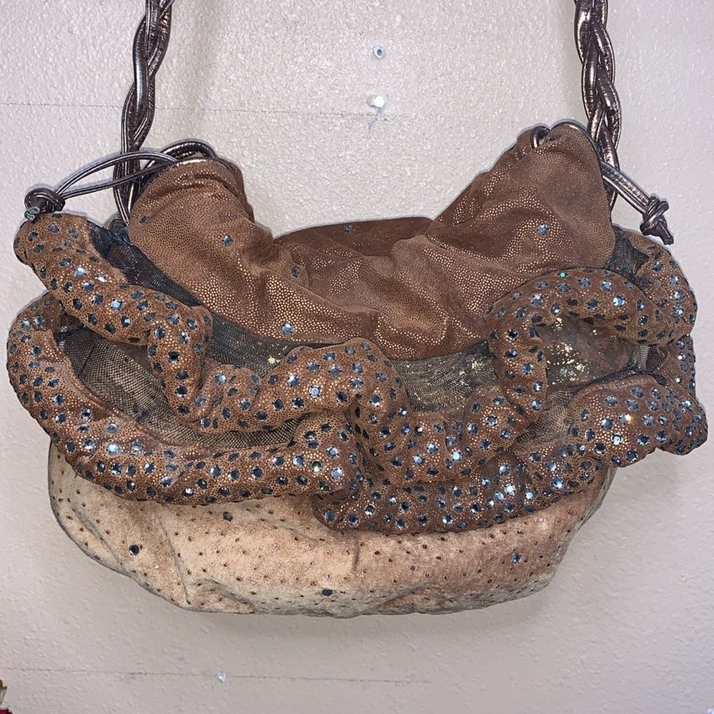 Rita Diana for Mylinka Vintage Soft Leather Swarovski Embellished Y2K Purse - Picture 2 of 8